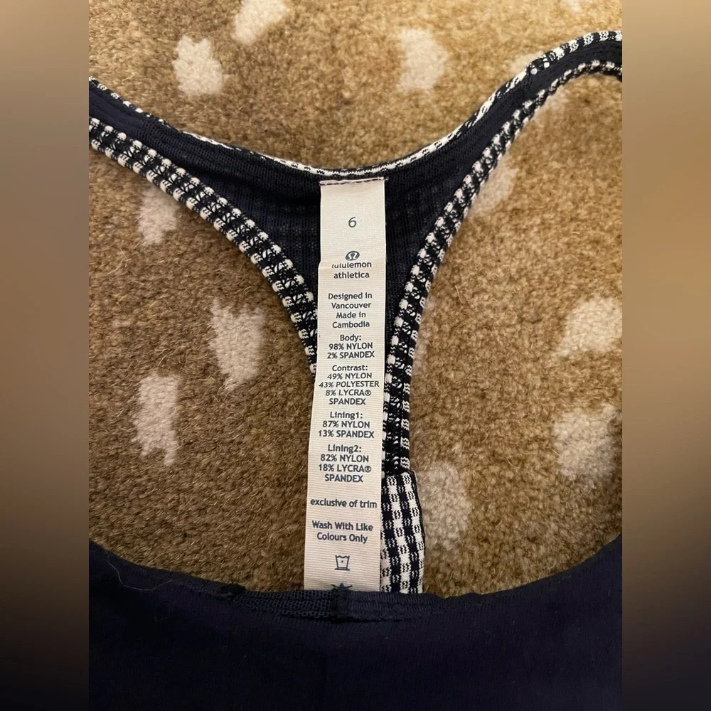 Lululemon Athletica Practice Freely Tank in Inkwell gingham women’s size 6 - Picture 11 of 13
